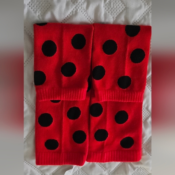🌟Ladybug Print Red and Black Polka Dot Leg Warmers / Socks🌟 - Picture 2 of 4